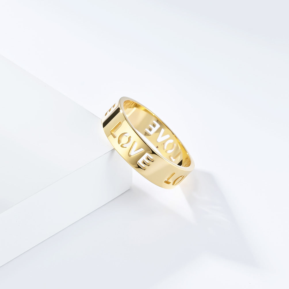 6Mm Wide Cross-Border Simple LOVE Titanium Steel Ring