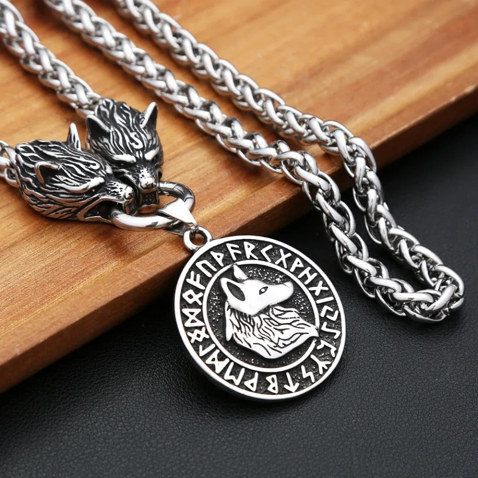 Viking Wolf Stainless Steel Men's Pendant Necklace