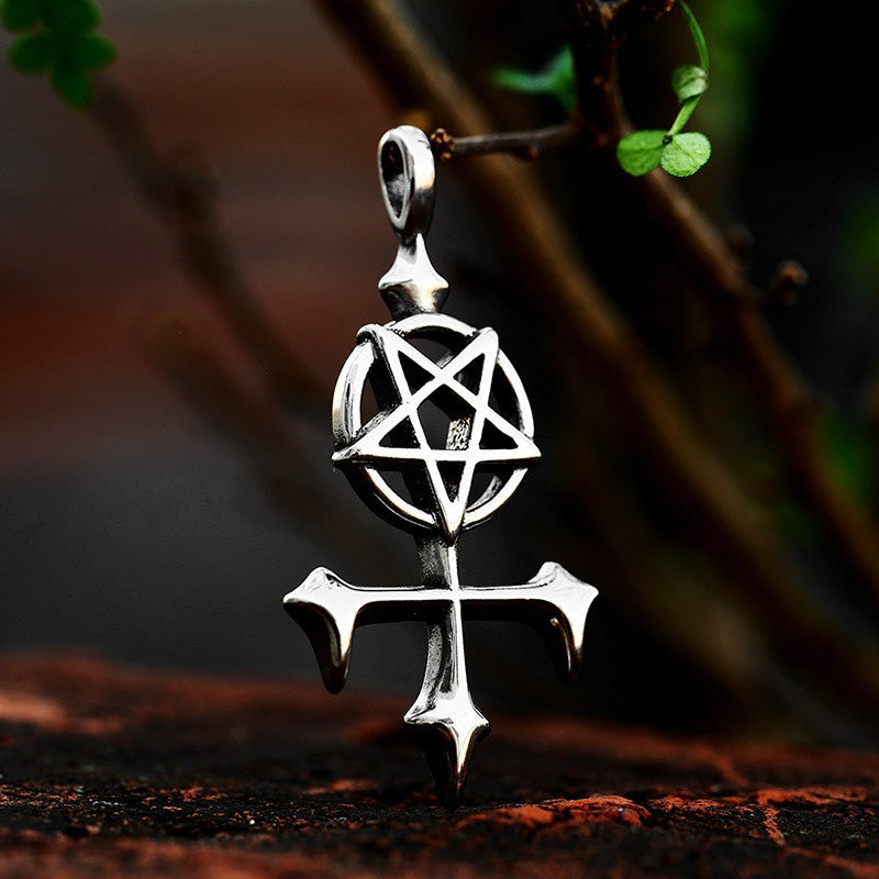 Custom Retro Titanium Steel Cross Pendant for Men - Unique Star Design Jewelry Manufacturer