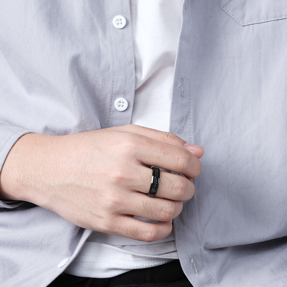 Black Tungsten Steel Inlaid Silk Ring Wholesale for Men