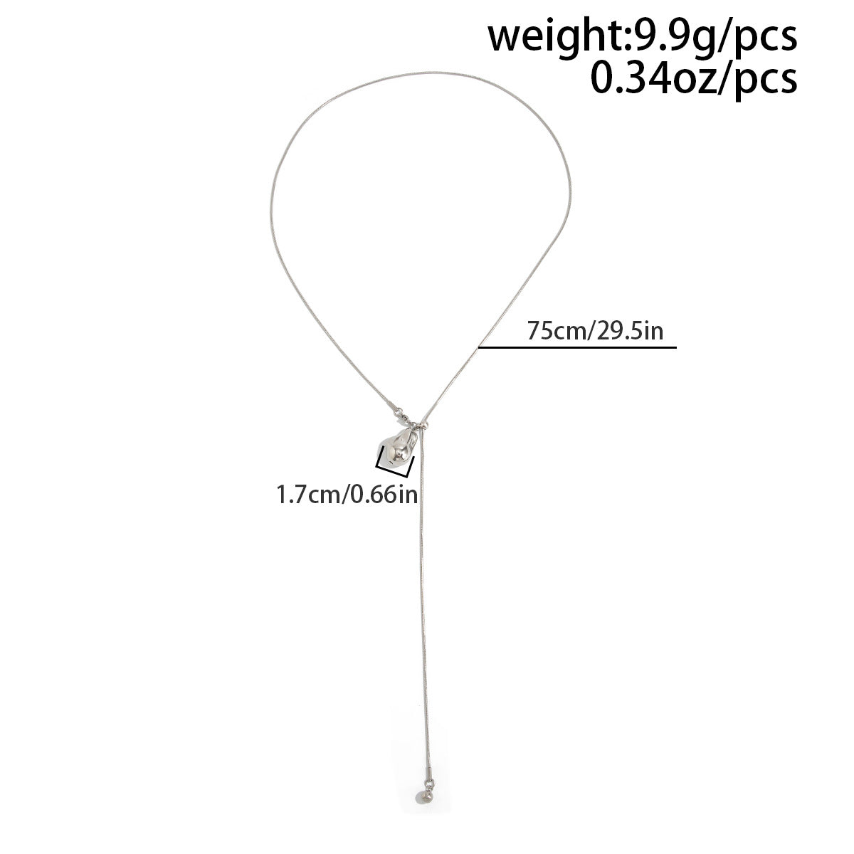Adjustable Heart Y-Shaped Snake Chain Necklace