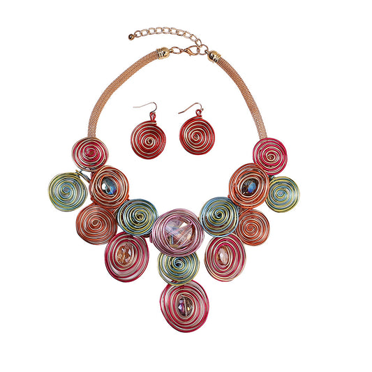 Transcontinental Handcrafted Necklace Set - Savanna Rhythms by Planderful Collection