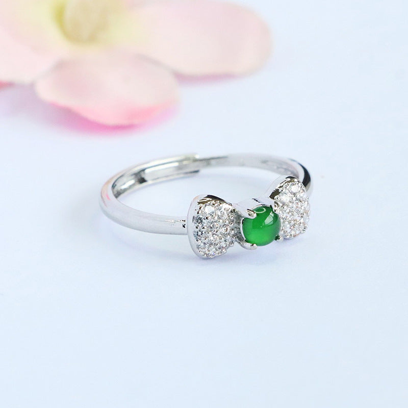 Green Jadeite Bow Ring