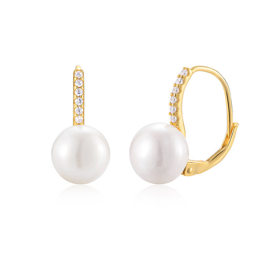 Planderful Sterling Silver Freshwater Pearl Earrings Elegant Classic Versatile For Women Light Luxury