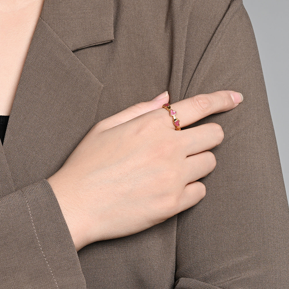 Steel Ring – Elegant Heart-Shaped Drop For Women