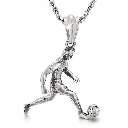 Personalized Men's Titanium Steel Sports Character Pendant - European Style Fitness Necklace