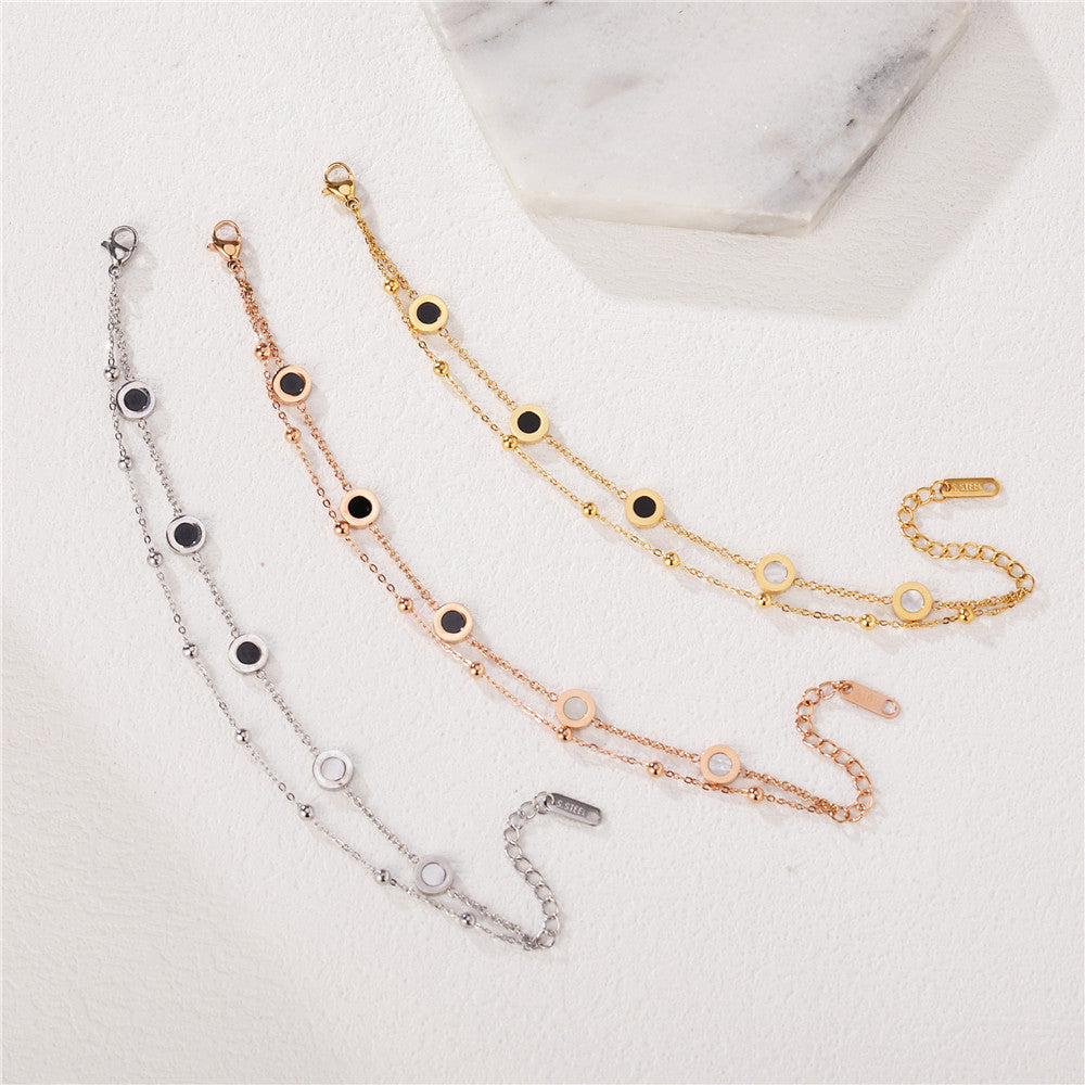 Planderful Double Layer Titanium Steel Bracelet For Women And Men Stylish Unisex Shell Design
