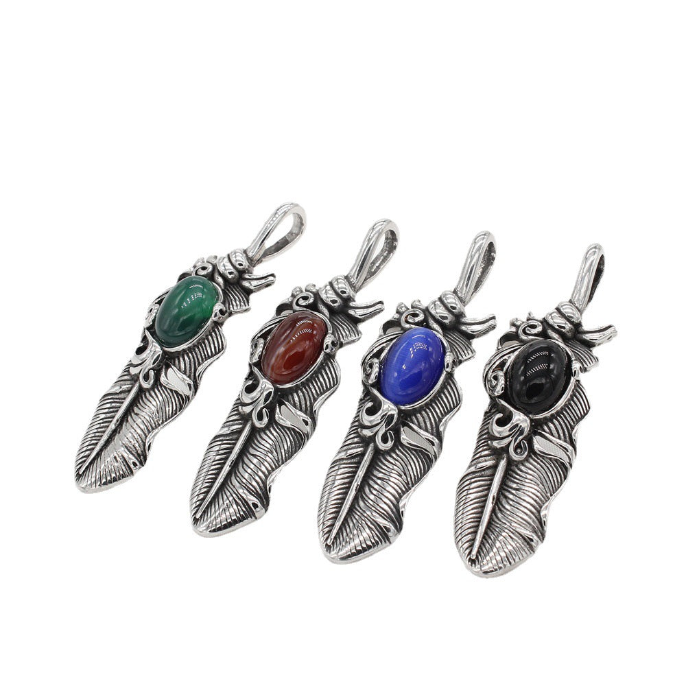 Planderful Feather Pendant Titanium Steel For Men And Women Unisex Hip Hop Accessory With Protection Statement