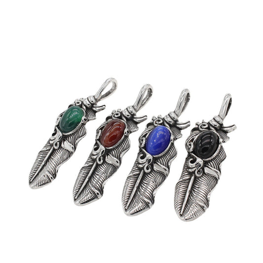 Planderful Feather Pendant Titanium Steel For Men And Women Unisex Hip Hop Accessory With Protection Statement