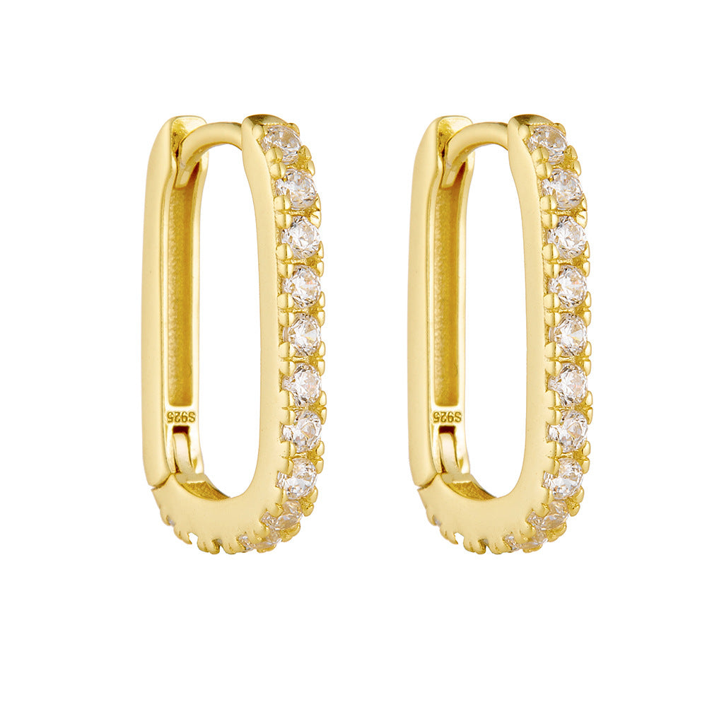 European and American Cross-Border S925 Sterling Silver Oval Zircon Earrings