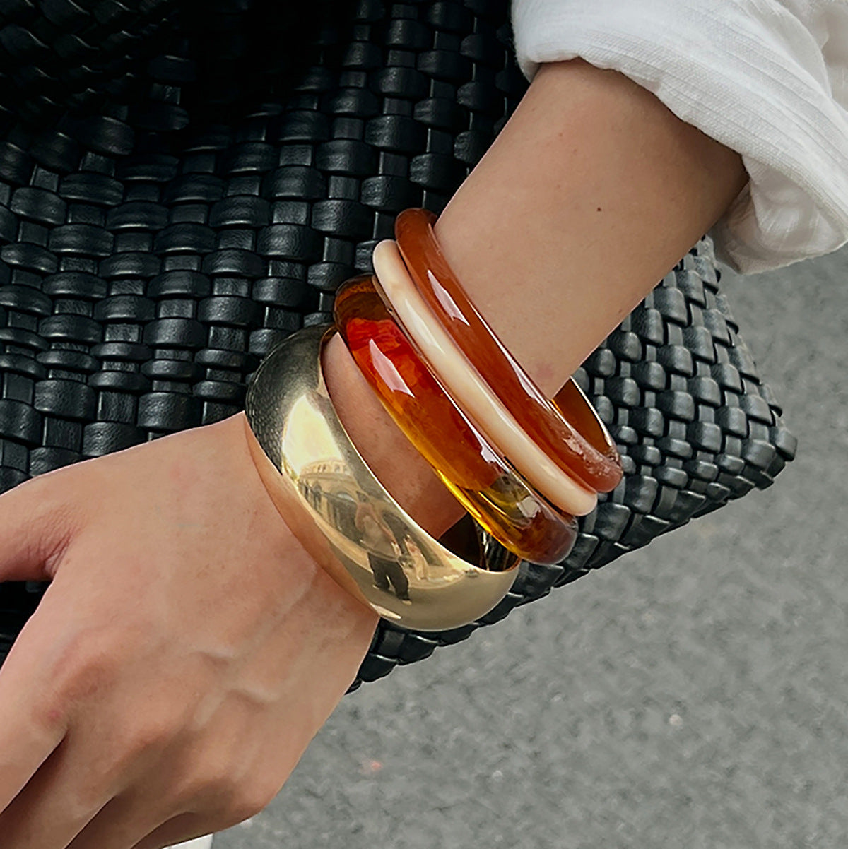 Planderful Vienna Verve Geometric Resin Bracelet For Women Bold Statement Jewelry