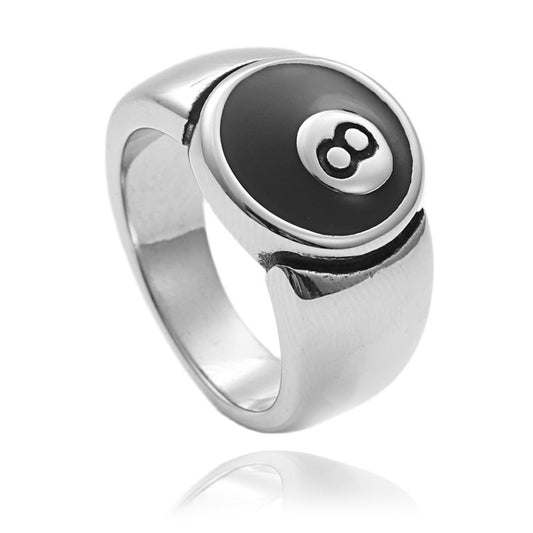 Retro Titanium Steel Billiard 8 Ring for Men and Women - Trendy Stainless Steel Accessory