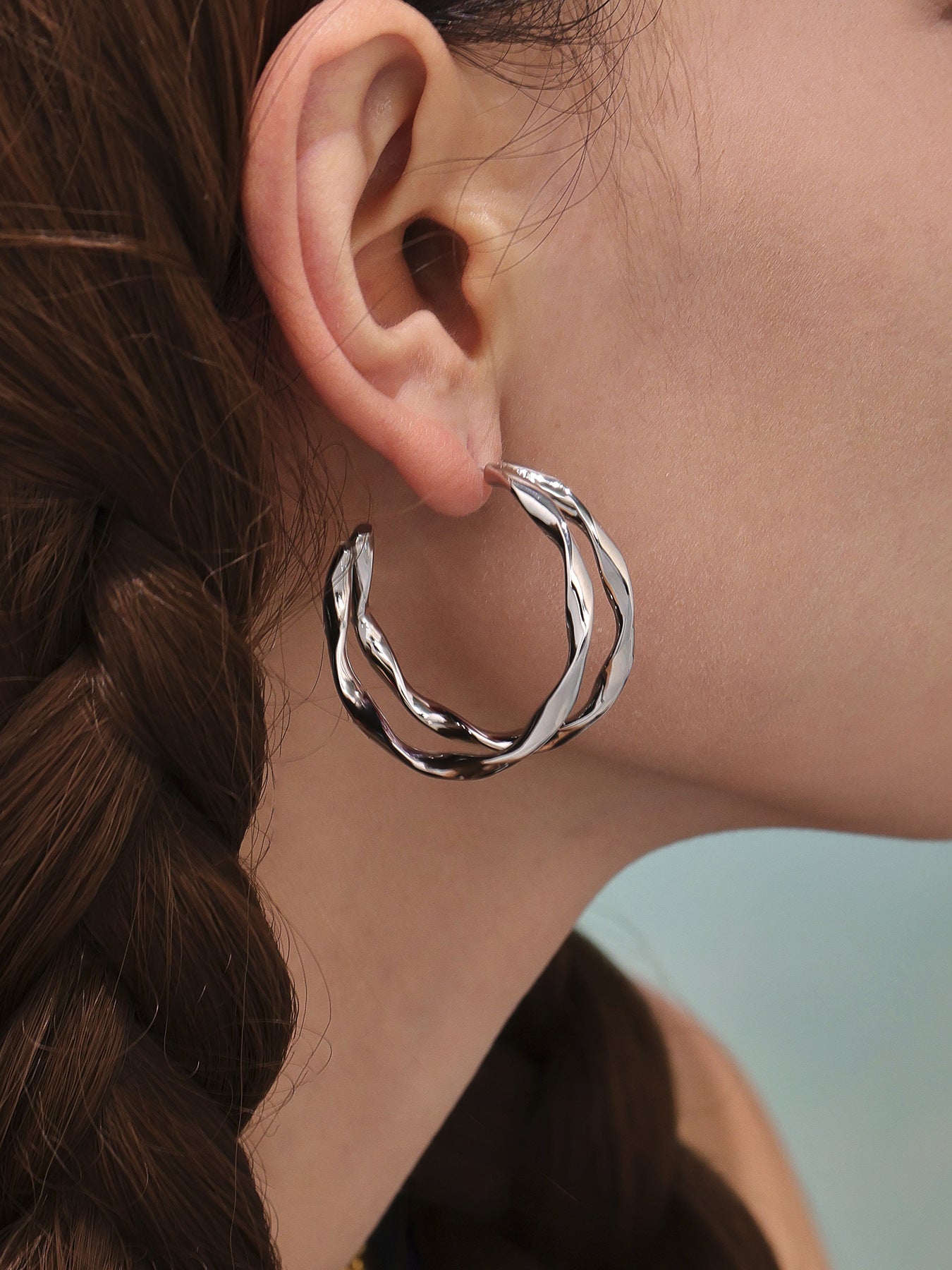 Planderful Women Twisted Ring Earrings Stainless Jewelry