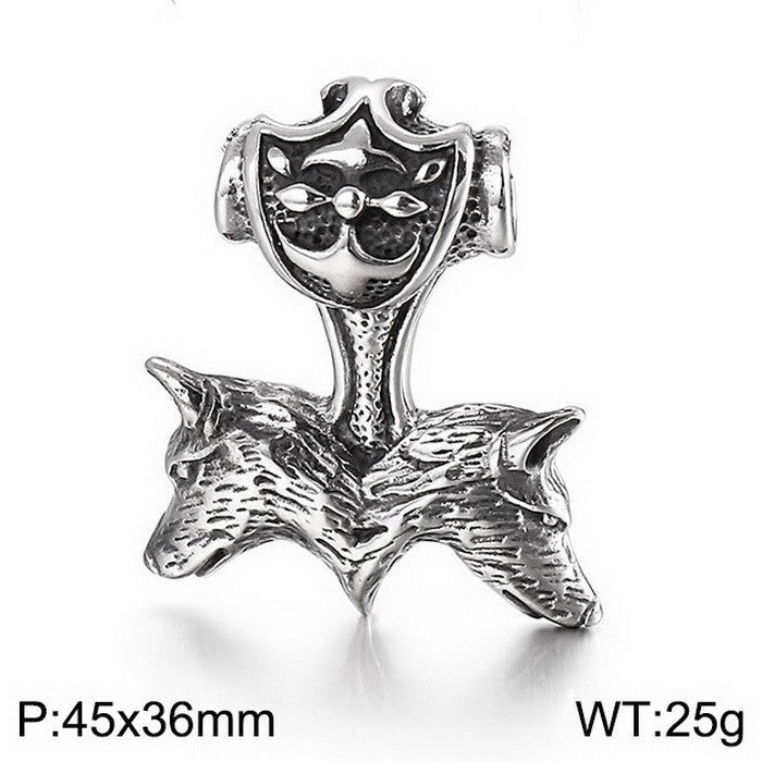 Planderful Dark Wolf Head Pendant Men Titanium Steel