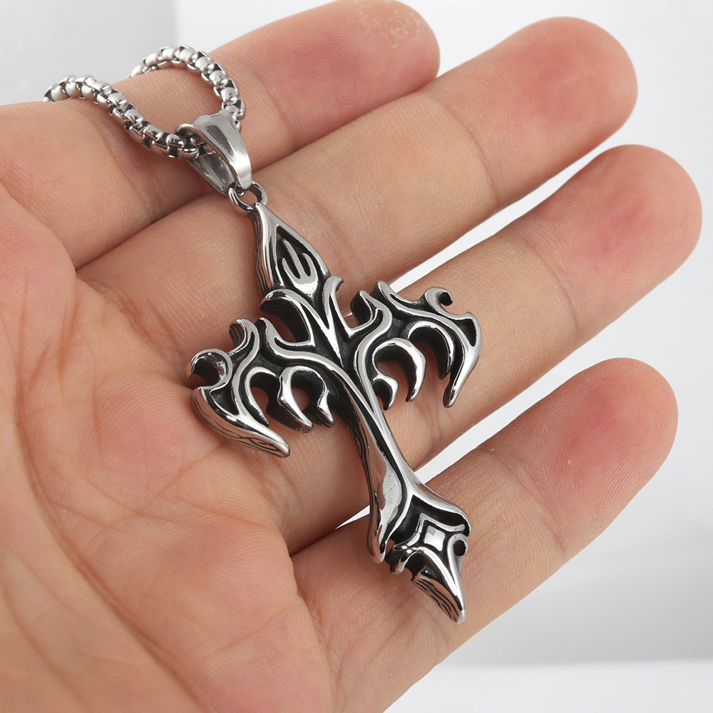 European And American Stainless Steel Cross Pendant For Men