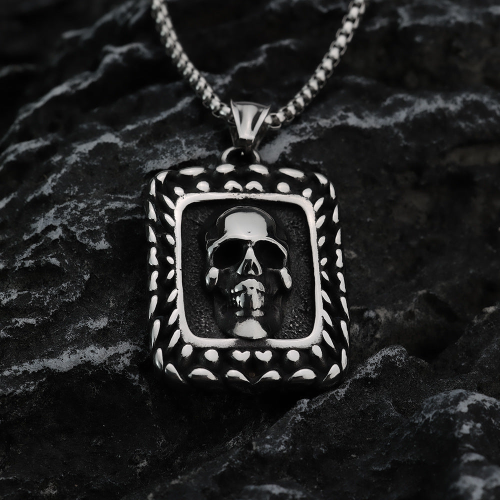European And American Retro Stainless Steel Skull Pendant Necklace