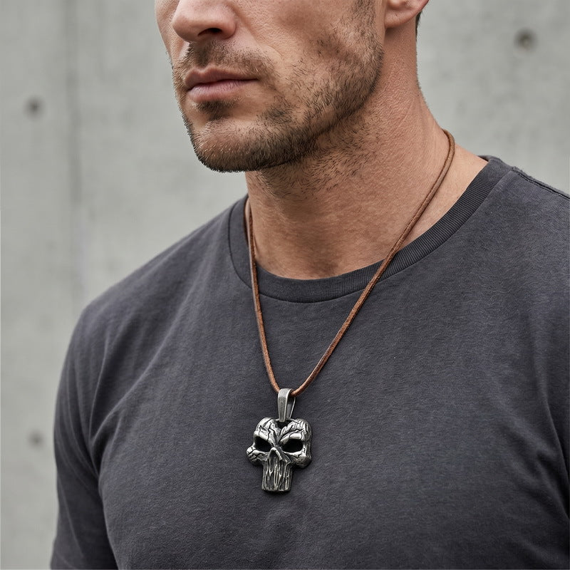 Film And Television Star Wars Mandalorian Dark Demon Horns Skull Cross Mangstar Stainless Necklace