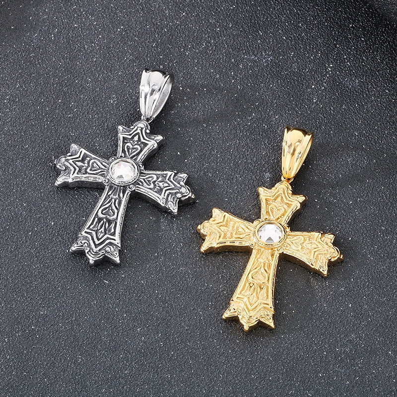 Planderful Mens Zircon Cross Pendant Personalized Necklace