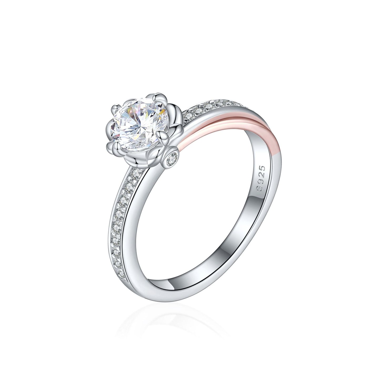 New Product 925 Sterling Silver Half-Body Color Separation Ring