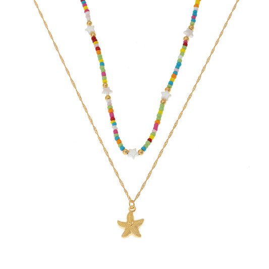 Planderful Vienna Verve Necklace Set – Handmade Beaded Starfish Design