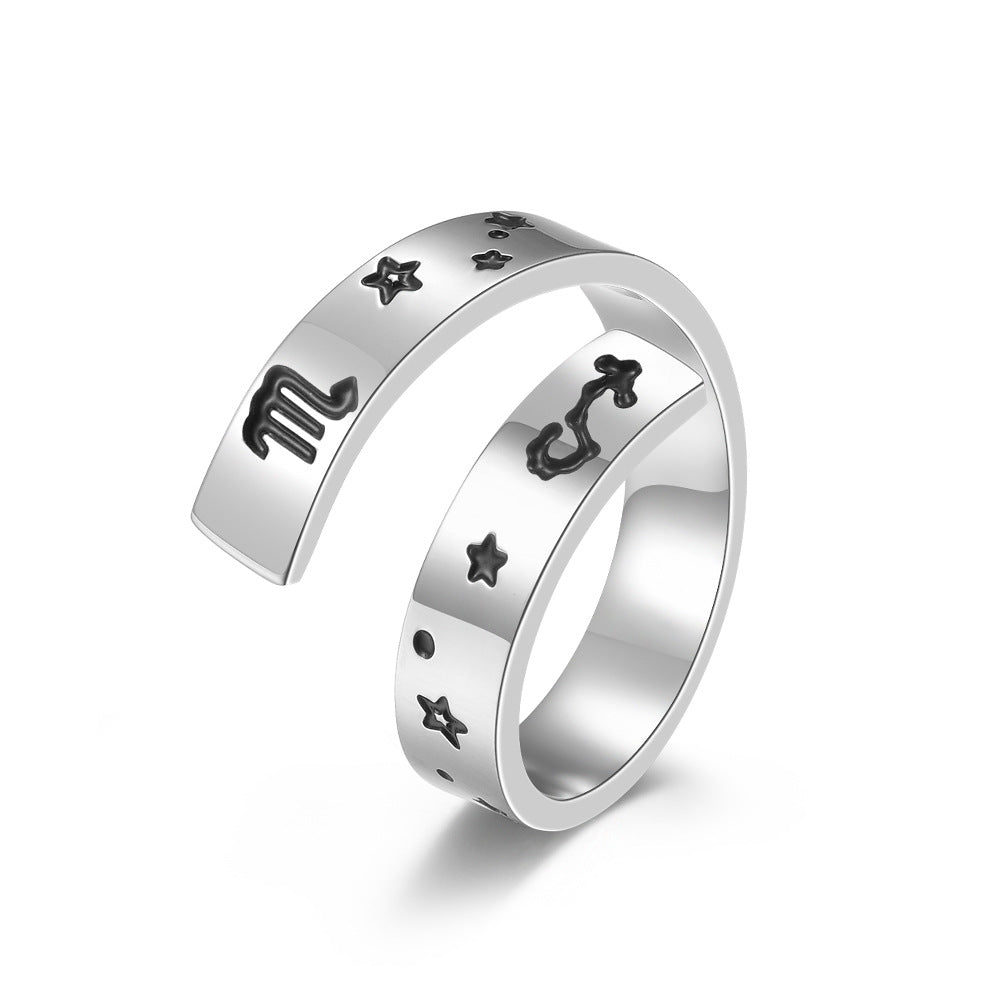 Neutral Cold Wind Twelve Constellations Adjustable Ring