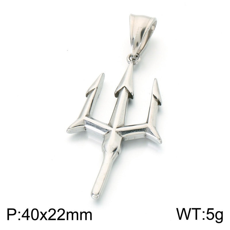 Niche Many Elements Myth Pendant Tower Conch Trident Feather Stainless Steel Men's Pendant Necklace
