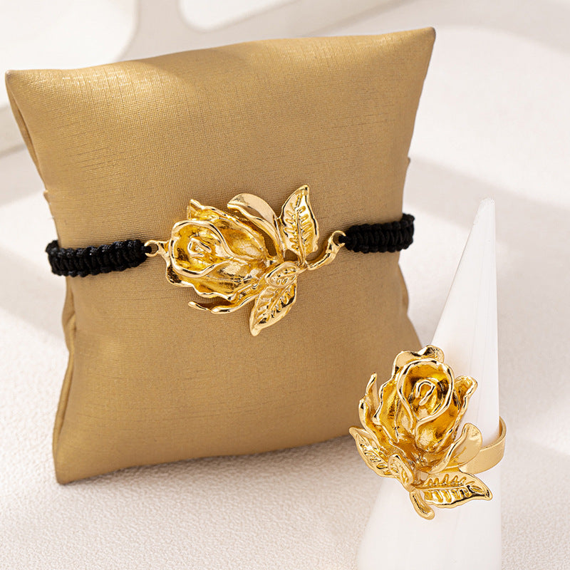 Gold Rose Jewelry Set for Women by Planderful Fashionable Elegance