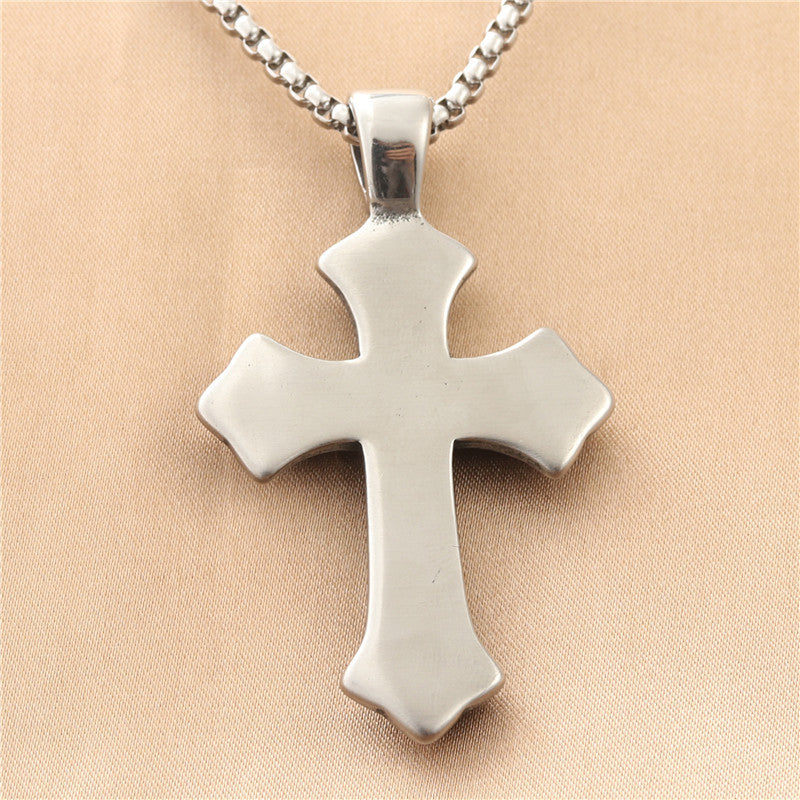 Personalized Titanium Steel Cross Ball Pendant Necklace for Trendy Men