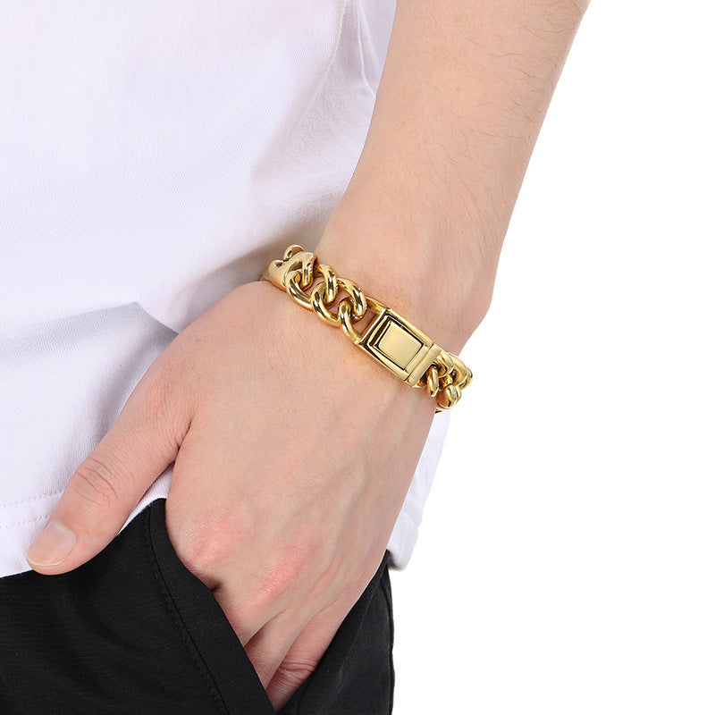 Planderful Men's Hip Hop Stainless Steel Cuban Bracelet