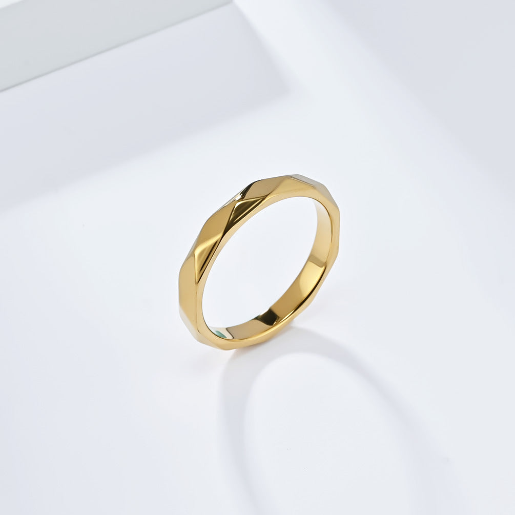 Steel Ring – Elegant Geometric Rhombus Design Everyday Wear For Modern Hipster Style