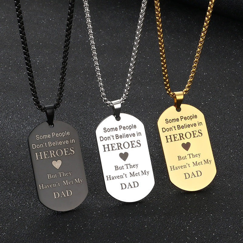 Planderful Personalized Dad Necklace Laser Engraved Gift Men