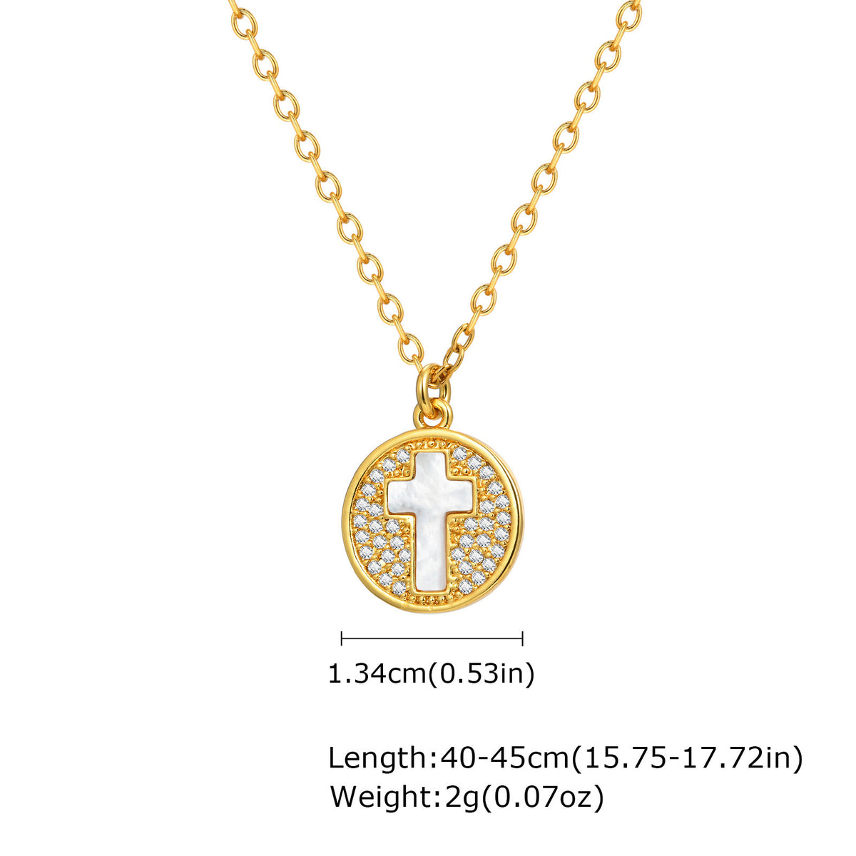 Cross Shell Pearl Zircon Copper Necklace