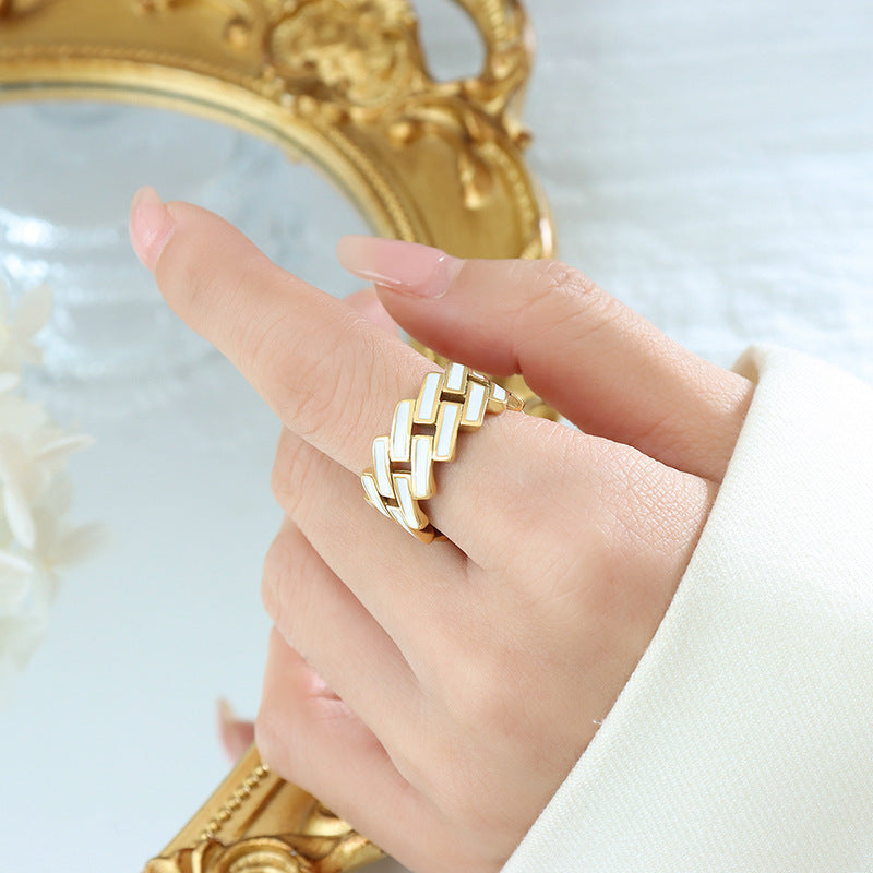 Celebrity Dripping Oil Square Cross Ring - Versatile Trendy Piece