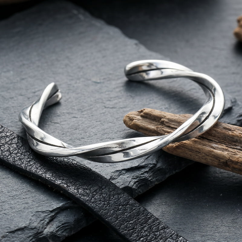 Mobius Twist Open Stainless Steel Bracelet Water Drop Double Head Stainless Steel Unisex