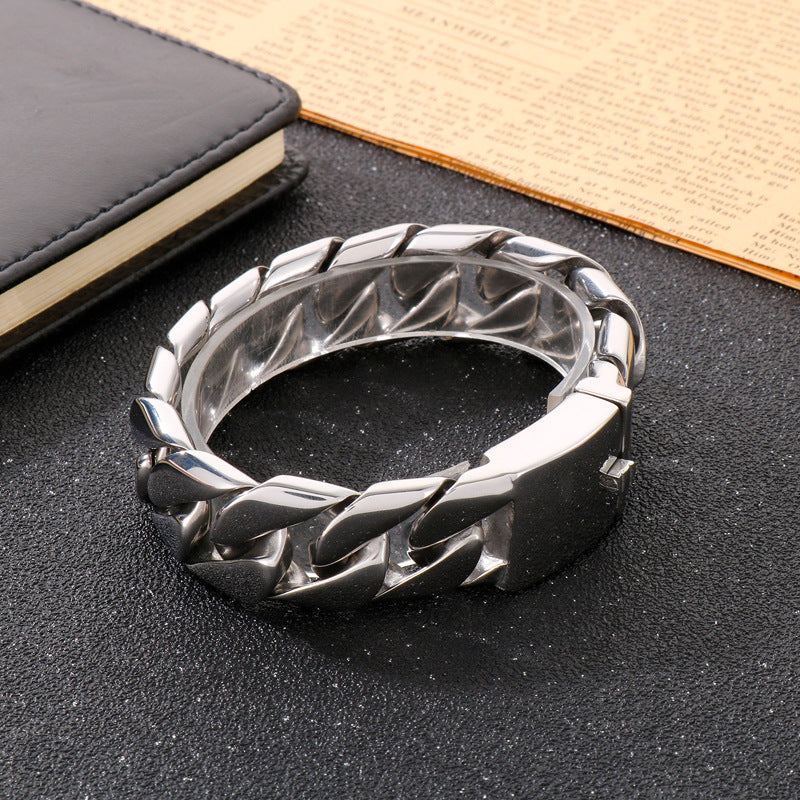 Men's Daily Casting Smooth Sand Men's Stainless Steel Cuban Chain Bracelet
