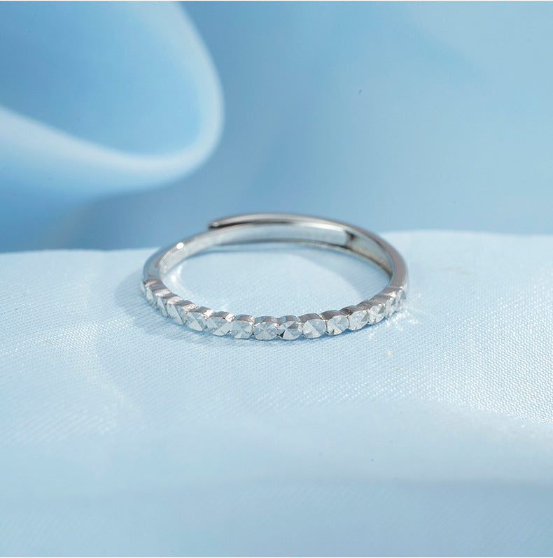 Sterling Silver Jewelry S925 Adjustable Women's Engraved Ring