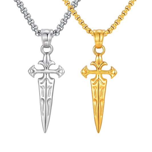 Planderful Stainless Steel Sword Cross Pendant For Men