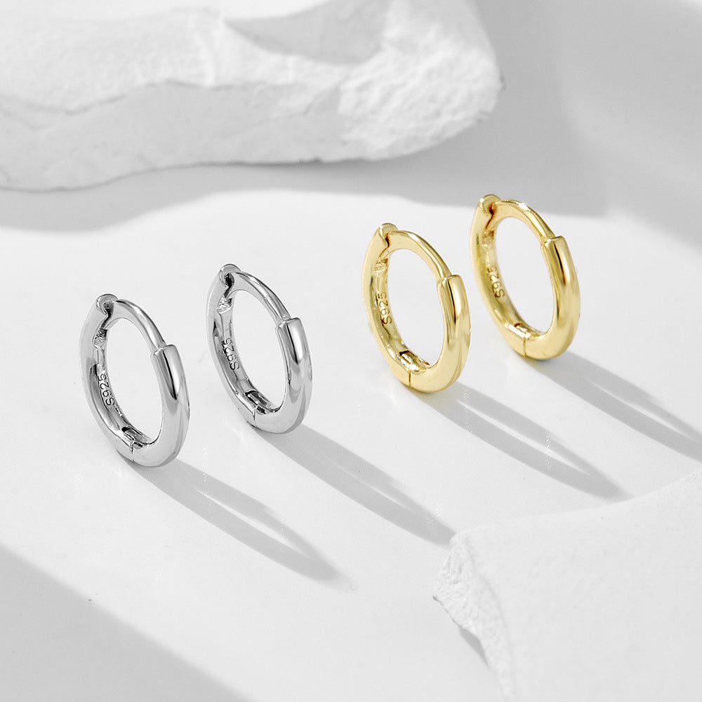 High-End 925 Sterling Silver Earrings Real Gold Glossy