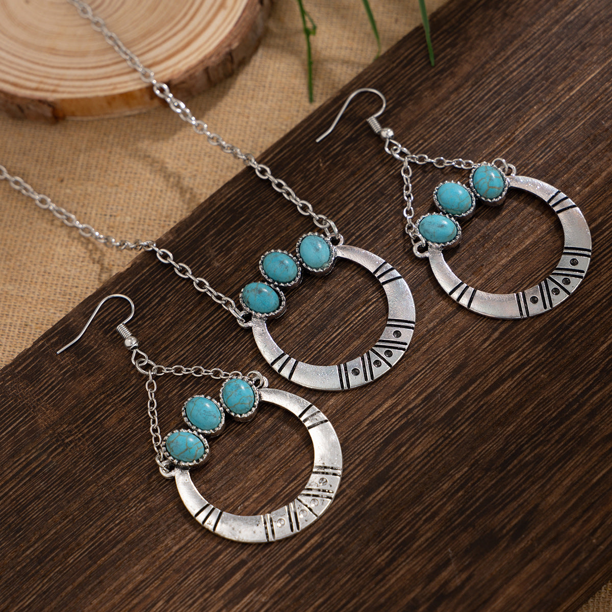Turquoise-Style Palm Tree Jewelry Set