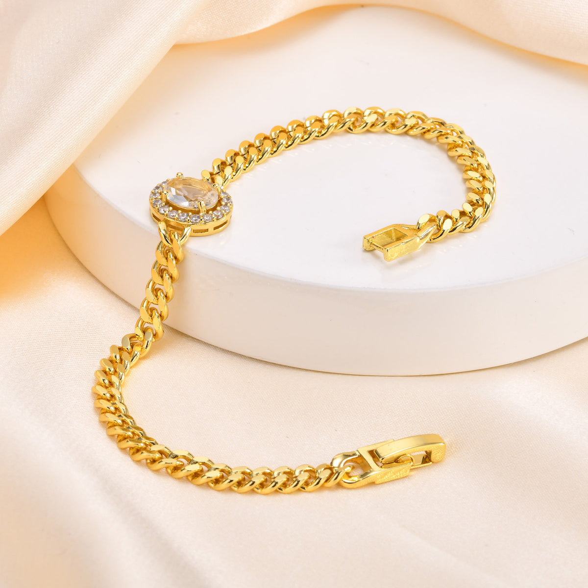Copper Zircon Bracelet Gold Women's