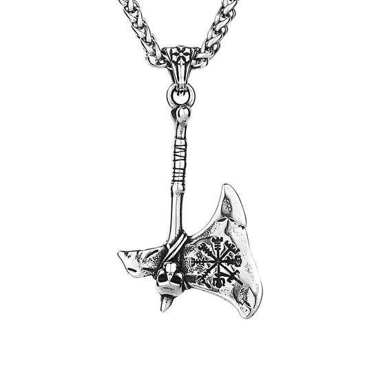 Planderful Nordic Viking Axe Pendant Necklace Titanium Steel For Men Bold Gift Ready