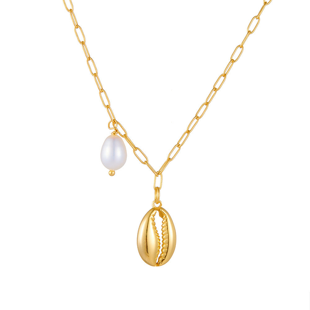 925 Sterling Silver Versatile Necklace With A Natural Cultured Pearl Shell Pendant Necklace