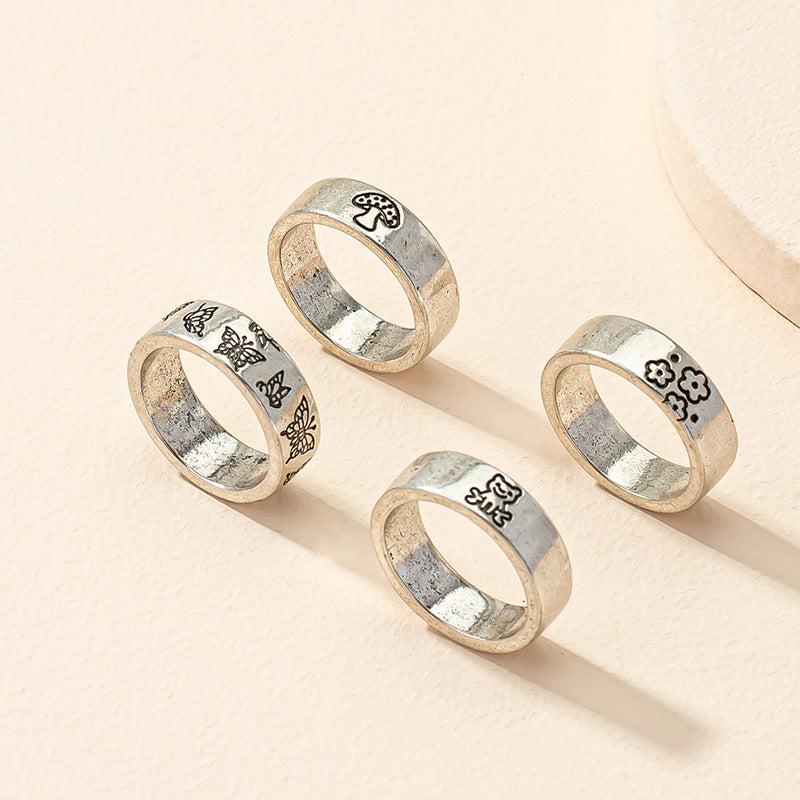 Vienna Verve Butterfly Flower Ring Set - Retro Elegance meets Modern Fashion