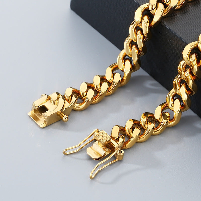 Planderful Mens Dragon Beard Buckle Cuban Chain Bracelet