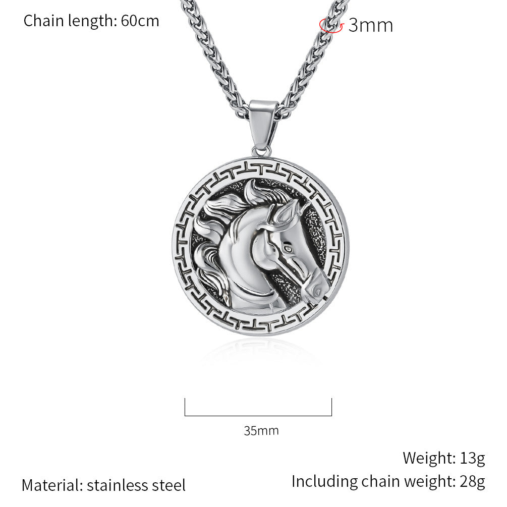 Planderful Stainless Steel Horse Head Pendant Personalized Engraving Men Necklace For Him Fashion Forward Style