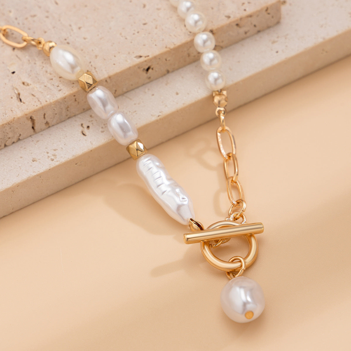 Baroque Pearl-Style Teardrop Fringe Necklace