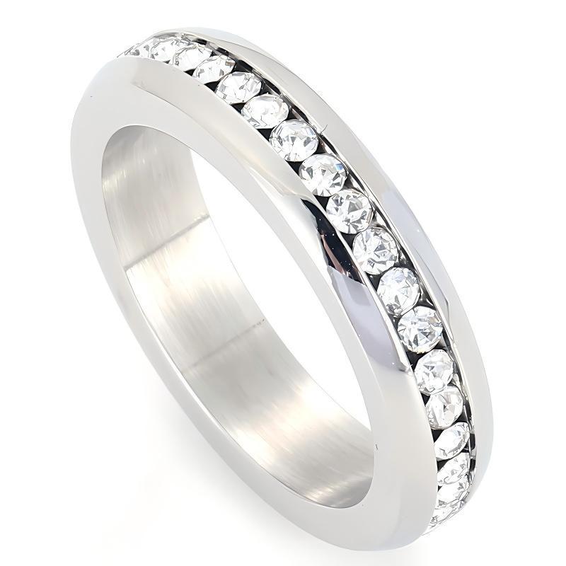Couple Wedding Ring 5mm Single Row Middle Zircon Stainless Steel Ring Niche Zircon