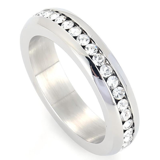 Couple Wedding Ring 5mm Single Row Middle Zircon Stainless Steel Ring Niche Zircon