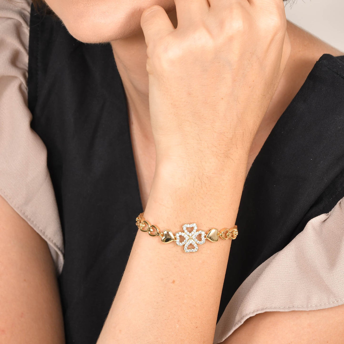 Copper Bracelet Square Heart Four-Leaf Clover Jewelry Wholesale