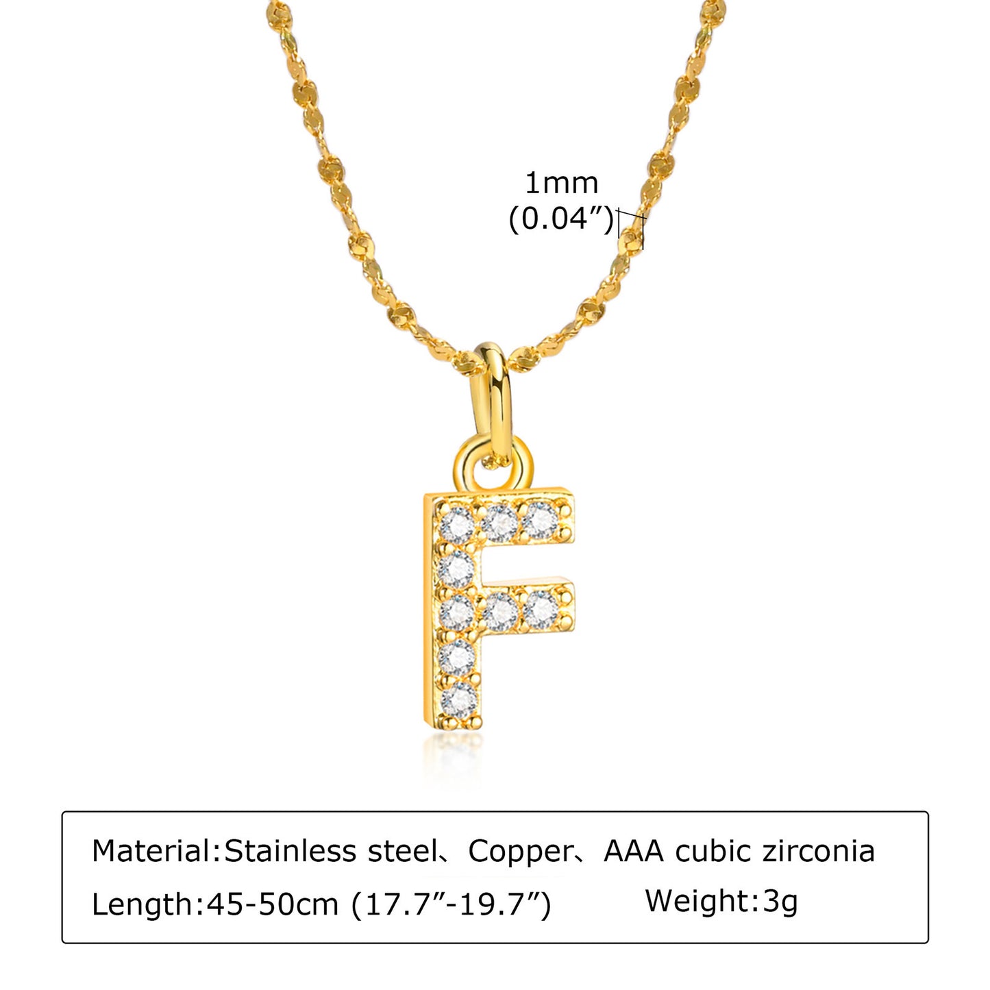 26 English Letter Stainless Steel Necklace Zircon Jewelry